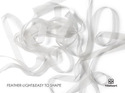 Vitalizart Organza Ribbon Frayed Sheer Organza White Pink Grey Set 3/8" Silk Like Ribbons for Valentines Day Gift Wrapping Craft Flower Bouquet Wedding Invitations Mesh Fabric 15 Yards