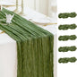 Sioloc 5 Pack Moss Green Cheesecloth Table Runner Fall Autumn Decor for Home 10ft Table Cloth for Tea Wedding Birthday Party Baby Bridal Shower Halloween Thanksgiving