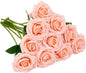 Artificial Rose 10pcs Open Flower Bouquet Faux Rose Stems for Wedding Arrangement, Bridal Bouquet, Centerpiece, Fake Faux Silk Flowers (Coral Peach)