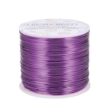 BENECREAT 20 Gauge 770FT Aluminum Wire Anodized Jewelry Craft Making Beading Floral Colored Aluminum Craft Wire for Halloween Decoration - Purple