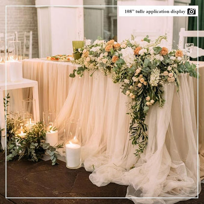 108 Inch 25 Yards White Tulle Fabric Roll, Extra Large Matte Tulle Netting Bolt for Wedding Ceiling Drapes Arch Banquet Party Decorations Tutu Skirt Baby Shower DIY Crafts Gift Wrapping (White)