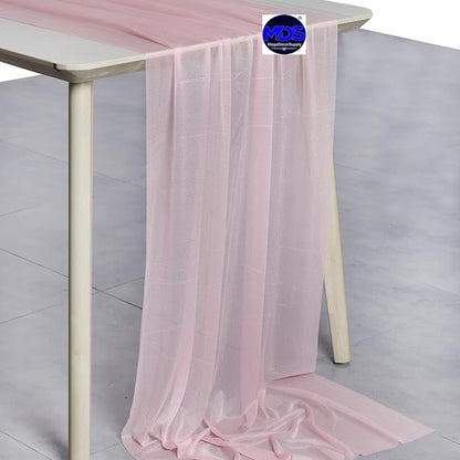 MDS Halloween Chiffon Table Runner - 15 Pack, 29 x 170 Inches, 14ft Each - Sheer Spooky Table Runners for Haunted House Parties, Trick-or-Treat Tables, Witchy Décor, Wedding & Events - Blush Pink