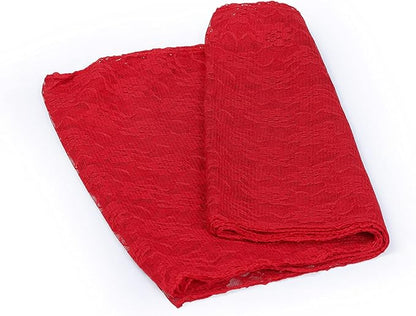MDS Pack of 10 Wedding 12 x 108 inches Lace Table Runner for Wedding, Decorations for Birthday Parties, Banquets, Graduations, Engagements, and Runners fit Rectangle, Round Table- Red