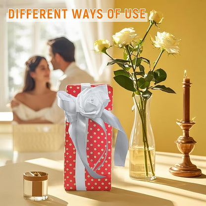 Wedding Car Decoration Flowers, Artificial White Bow Cars Decorative Flower Rose for Door Handles, Automotive Decorations Accessories for Women Men