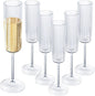 Ciaell 24 Pack Plastic Champagne Flutes - 6oz Ribbed Disposable Champagne Glasses - Clear Vintage Mimosa Glasses with Long Stem, Elegant & Lightweight for Weddings, Birthdays, Parties