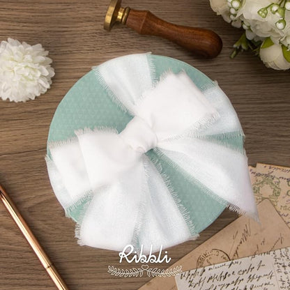 RiRibbli 3 Rolls White Ribbon 1.5 Inch x 18Yards Handmade Cotton Frayed Fringe Ribbons for Gift Wrapping Wedding Invites Bridal Bouquets Baby Shower DIY Crafts Home Decor