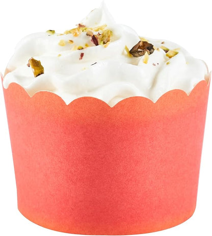 Panificio 10 Ounce Cupcake Wrappers, 200 Scalloped Baking Cups - Oven-Ready, Greaseproof, Red Paper Cupcake Liners, Disposable, For Birthdays, Baby Showers, Or Weddings - Restaurantware