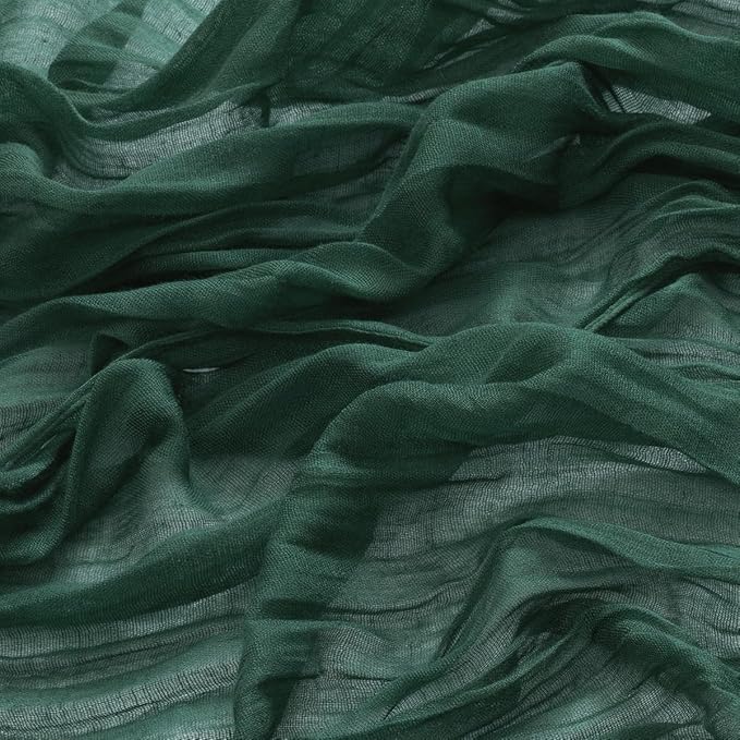MLMW 4 Pack Christmas Table Runner Cheesecloth Emerald Green Table Runner Boho Cheese Cloth Gauze 160 inch Rustic Table Runner 13.3ft for Party Wedding Baby Bridal Shower Birthday