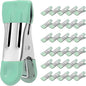 Clothes Pins Heavy Duty 30 Pack - 2.17 Inch Metal Chip Clips, Clothespins for Photo Drying Clothesline Laundry Sock, Bag Clips for Food Kitchen Stainless Steel with Rubber, Light Green