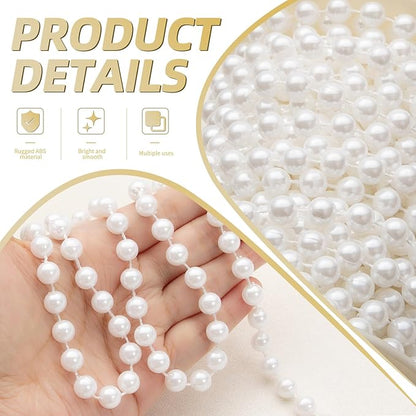 33 Feet Faux Pearl Beads Garland 10mm Craft String Pearls for Wedding Centerpiece Christmas Tree and Flowers Decoration DIY(Ivory)