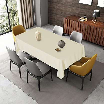 Fitable Rectangle Tablecloth Stain and Wrinkle Resistant Washable Polyester Table Cloth for Buffet Parties and Camping (60x102 inch, Ivory)