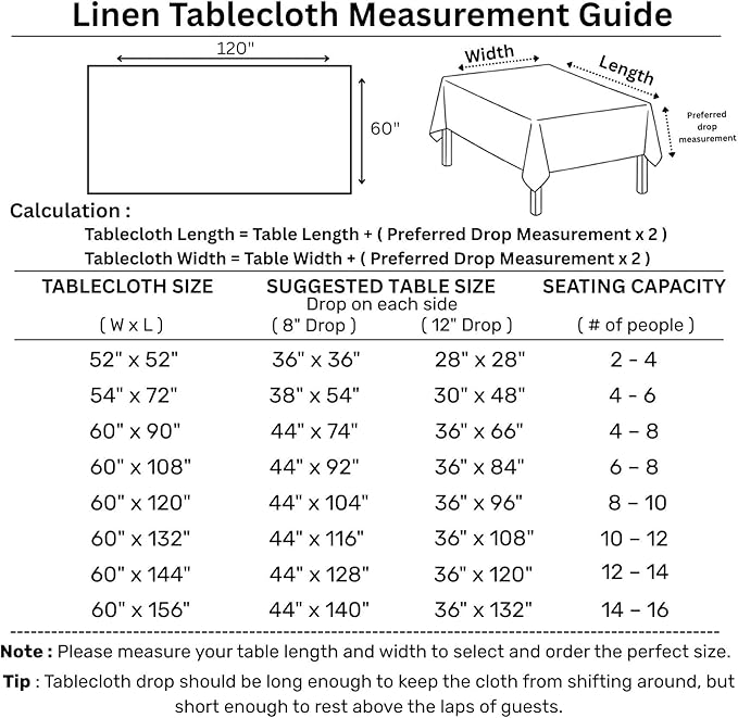 Solino Home Linen Light Natural Tablecloth 60 x 120 Inch - Classic Hemstitch, 100% Pure Linen Rectangular Tablecloth - Machine Washable Table Cloth for Fall, Autumn, Thanksgiving, Christmas, Holiday