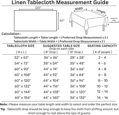 Solino Home Linen Tablecloth 60 x 120 Inch - 100% Pure Linen Chambray Navy Table Cloth for Rectangular Tables - Athena, Machine Washable Cloth Tablecloth for Fall, Thanksgiving, Christmas, Holiday