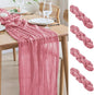Asee'm 4pcs Cheesecloth Table Runner 120 Inches Dusty Rose Boho Gauze Cheese Cloth Runner 10FT Rustic Sheer Table Runners for Summer Wedding Baby Shower Holiday Party Decoration