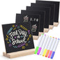 Double-Sided Small Chalkboard Signs (6 x 5 Inch) - Set of 6 with Stand & 7 Liquid Chalk Markers | Vintage Decorative Mini Tabletop Message Boards for Home & Events