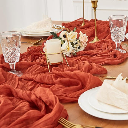 Terracotta 6 Pack Cheesecloth Table Runner 120 Inch 10 FT Boho Rustic Gauze for Wedding Baby Shower Party Farmhouse Summer Home Decor Washable