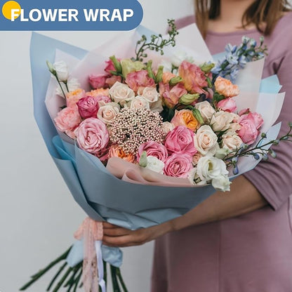 Light Blue Wrapping Paper 15"x450", Blue Kraft Paper Roll for Baby Shower, Wedding, Father’s Day, Birthday, Bouquet Flower Gift Wrap, Solid Color Blue Craft Paper Bulletin Board Paper