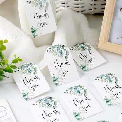 SallyFashion 75PCS Thank You Gift Tags 2x3 inch Kraft Paper Tags with String Attached for Wedding Birthdays Party Gift Baby Shower Bridal Shower