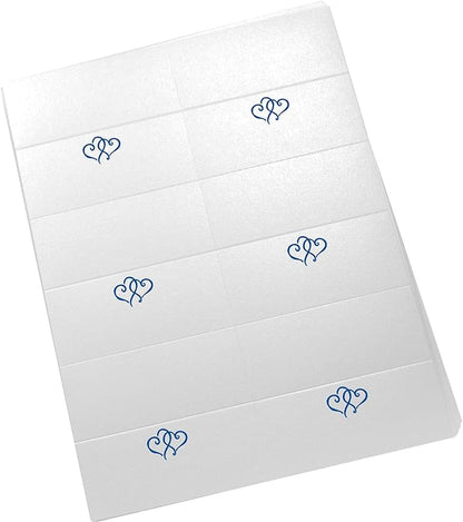 Linked Hearts Printable Place Cards, Royal Blue (Choose Color), Set of 150 (25 Sheets), Laser & Inkjet Printers - Wedding, Party, Dinner, and Special Events - Made in the USA