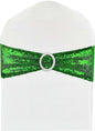 50 Pcs Chair Sashes Sequin Stretch Chair Bands Spandex Polyester Bows for Party Hotel Wedding Banquets Decoration - Green