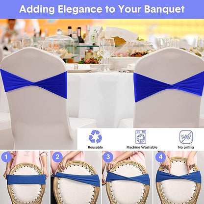 VDS Pack of 100 PCS | Burgundy | Spandex Chair Sashes Bows Without Buckle | Stretch Elastic Banquet Universal Folding Chair Band Tie with for Wedding Party Conference Celebration Event Decoration