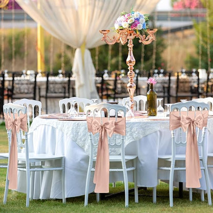 Satin Chair Sashes Bows Universal Chair Ribbon Ties Back Sash for Wedding Party Reception Events Banquets Hotel Event Chair Cover Decoration (7x108 inch) (100, Blush Pink)
