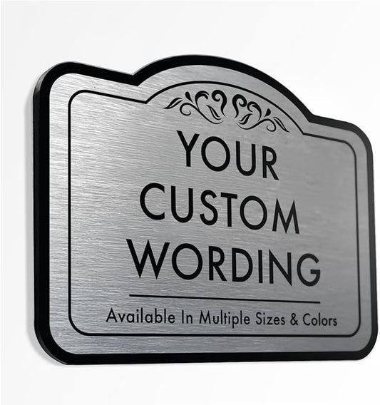 Custom Decorative Outdoor Waterproof Metal Signs, Personalized Aluminum Design 1 Metallic Silver 12x8 In