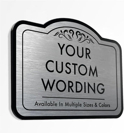 Custom Decorative Outdoor Metal Sign - Personalized Aluminum Driveway Sign, Waterproof, Made In USA - Design 1 Metallic Silver 36x24 In
