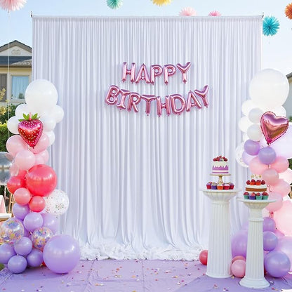 20×14 ft White Wrinkle Free Backdrop Curtain, Soft Silky Polyester Wedding Drapes 4 Panels 14ft Height Photo Backdrop Curtains for Parties Birthday Baby Shower Photography Background Cloth