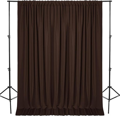 DWCN 10x8 FT Brown Backdrop Curtains for Parties, Photography Backdrop Drapes with Rod Pockets for Wedding Decorations Stage Birthday Family Gatherings, 2 Panels 5ft x 8ft