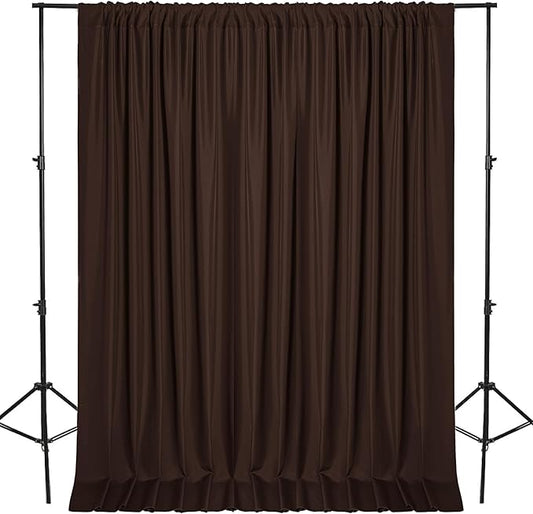 DWCN 10x10 FT Backdrop Curtains for Parties, Photography Backdrop Drapes with Rod Pockets for Wedding Decorations Stage Birthday Family Gatherings, 2 Panels 5ft x 10ft, Brown