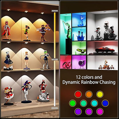 Rechargeable Puck Lights with Remote Control, 12 Color Changing Under Cabinet Lighting, Wireless RGB tv Led lights for bedroom & Closet, Dimmable Magnetic under counter lights for kitchen, Shelf,Party