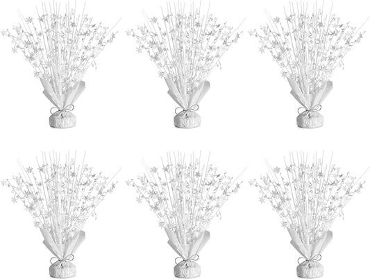 6 Pack Star Table Centerpieces for Party, Birthday Table Decorations for Kids Adults, Party Centerpieces for Tables for Wedding Baby Shower Graduation Holiday Event (White)