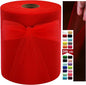 Red Tulle Fabric Rolls 6 Inch by 200 Yards (600 feet) Fabric Spool Tulle Ribbon for Christmas Gift Wrapping DIY Red Tutu Bow Baby Shower Birthday Party Wedding Decorations Craft Supplies