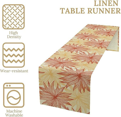 Autumn Chrysanthemum Table Runner, Vintage Modern Geometric Floral Boho Table Runner for Kitchen Dining Bedroom Living Room Table Decor for Indoor Outdoor Home Party, 13x90 Inch