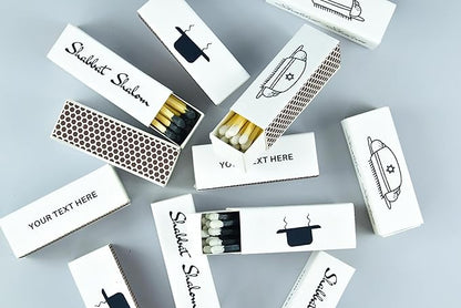 Customizable Personalized Matchboxes – Set of 10 – Shabbat Shalom Design – Colorful Matches & Matchsticks – Perfect for Shabbat (2" Matchsticks, Shabbat #1)