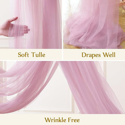 Wedding Arch Draping Fabric Backdrop 1 Panel 60" x 26Ft Dusty Rose Drapes Curtains for Wedding Reception Sheer Tulle Backdrop Curtain for Ceremony Birthday Party Baby Shower Arbor Ceiling Decorations