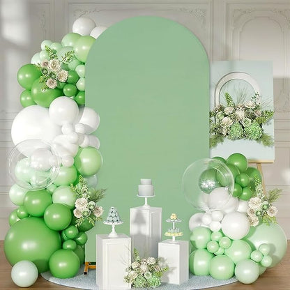 SoarDream Sage Green Wedding Arch Backdrop Cover 6.6FT Spandex Fitted Sage Green Wedding Arch Covers Round Top Chiara Arches Backdrop Cover Fabric for Birthday Balloon Party Decoration