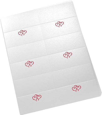 Linked Hearts Printable Place Cards, Ruby Red (Choose Color), Set of 60 (10 Sheets), Laser & Inkjet Printers - Wedding, Party, Dinner, and Special Events - Made in the USA