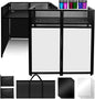 Portable DJ Booth 40" x 20", DJ Facade Table with Black/White Light Scrims, Foldable DJ Stand for Laptop and Controller,with Carry Bag, Cable Hole, Perfect for Bars, Clubs, Party, Private Events