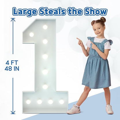 Marquee Numbers 4 Feet Tall Big Light Up Numbers 30th Birthday Decorations Women Men White Anniversary Party Decor Large Cardboard Prop Backdrop Sign 30