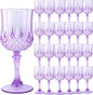 Plastic Wine Glasses，Plastic Goblets Vintage Style Cordial Drinking Glasses for Wedding Reception, Grand Event Party Supplies (24, Purple)