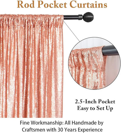 ShinyBeauty Sparkle Backdrop Curtain 2 Panels Set Sequin Photo Backdrop 2FTx8FT Sequin Backdrop Curtain Pack of 2-1220S (2FTx8FT 2Pack, Blush)