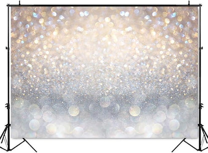 Mocsicka 7x5 Bokeh Photography Backdrop Blue Grey Spots Sparkle (No Real Glitter) Background Weeding Baby Shower Birthdat Newborn Baby Portrait Photo Studio Props (7x5ft (82x60 inch))