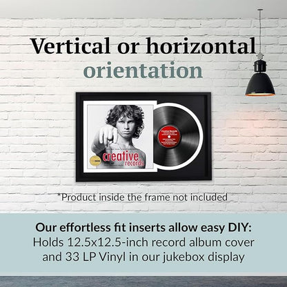 Creative Picture Frames 16" x 24" Jukebox Vinyl Frame Display with Double Black-White Matting, LP Record Album Frame for Wall Decor, Black/White, 1 Count