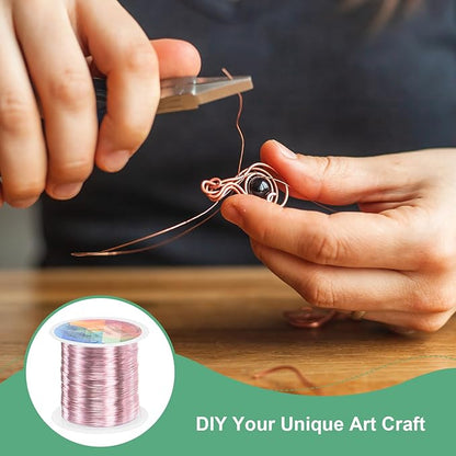 0.3mm Jewelry Wire, 28 Gauge 328FT Craft Wire Copper Beading Wire for Jewelry Making/Planting/Weaving/DIY Crafting, Soft Metal Wires [100M, Rose Golden]
