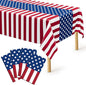 QZYL 4 Pack 4th of July Tablecloths, 54" x 108" Patriotic Plastic Table Cover, Rectangle Red White and Blue Tablecloth American Tablecover, Fourth of July Decorations Memorial Day Party Supplies