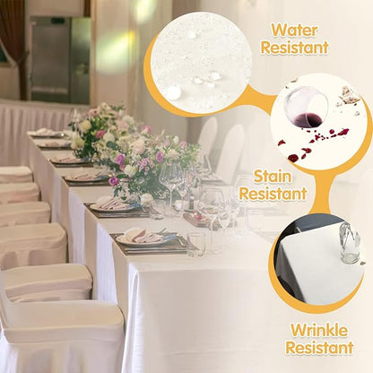 BRILLMAX 4 Pack Ivory Tablecloths for 6 Foot Rectangle Tables 90 x 132 Inch - 6ft Rectangular Bulk Linen Polyester Fabric Washable Cloth Cover for Wedding Reception Banquet Birthday Party