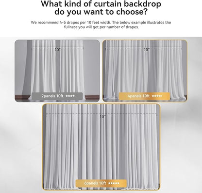 10×10ft Tulle Backdrop Curtains with Lights String - 300LED Fairy Lights Sheer Curtain Backdrop for Weddings Baby Shower and Birthday Party Decorations(8 Panels 5×10ft)