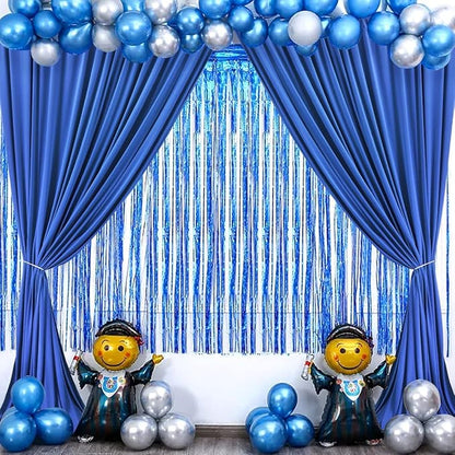 AK TRADING CO. 10 feet Wide x 12 feet Long Polyester Backdrop Drapes Curtains Panels with Rod Pockets - Wedding Ceremony Party Home Window Decorations - (Royal)